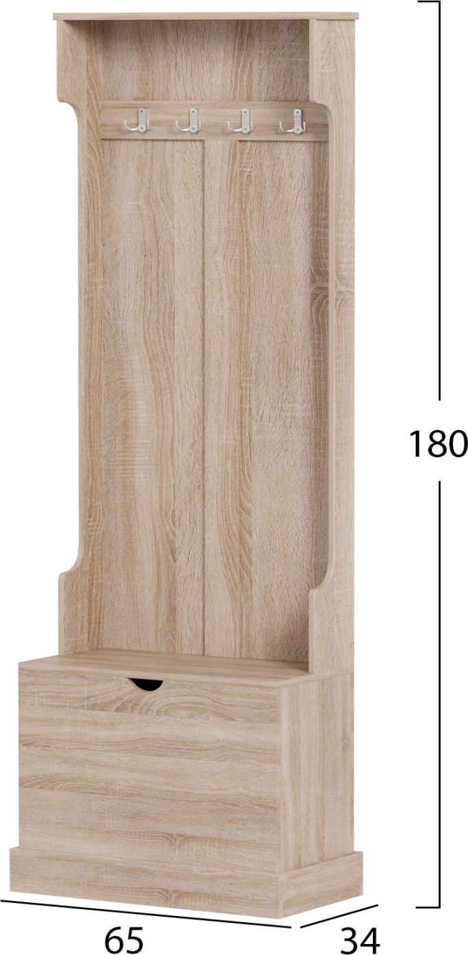 Mobilje hyrëse KAYLOR FH2474.01 me varëse dhe hapësirë ruajtjeje-MDF në Sonama 65x34x180Hcm