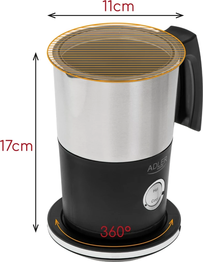 Makineri për shkumë qumështi Adler AD 4497, Automatike, E zezë