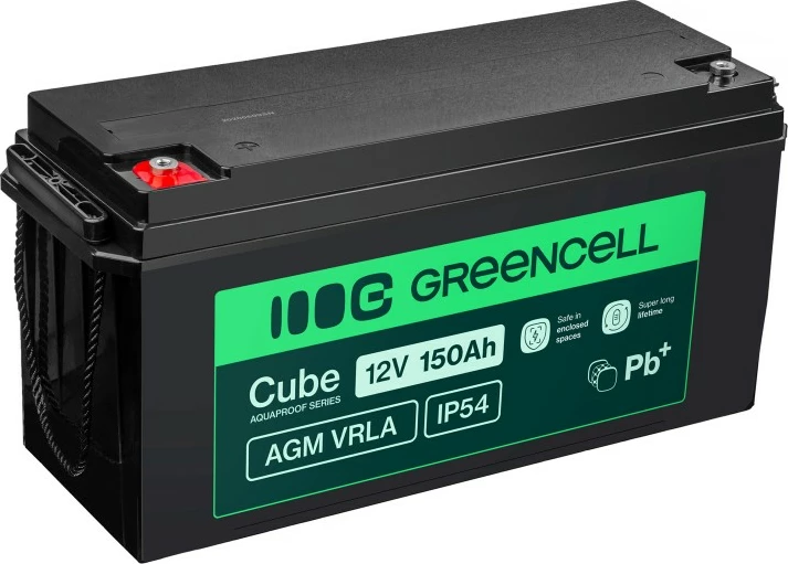 Bateri AGM VRLA, Green Cell, AGM12V150AH-J, 12V 150Ah, IP54, e zezë