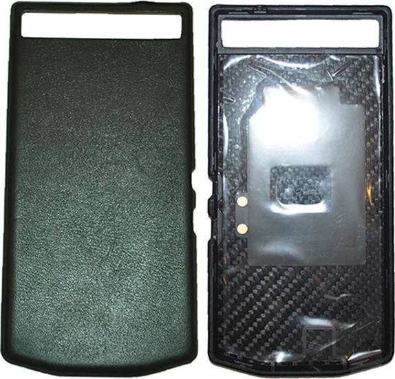 Mbështjellës Blackberry Porsche Design P'9982 kapak baterie lëkurë natyrale, i zi