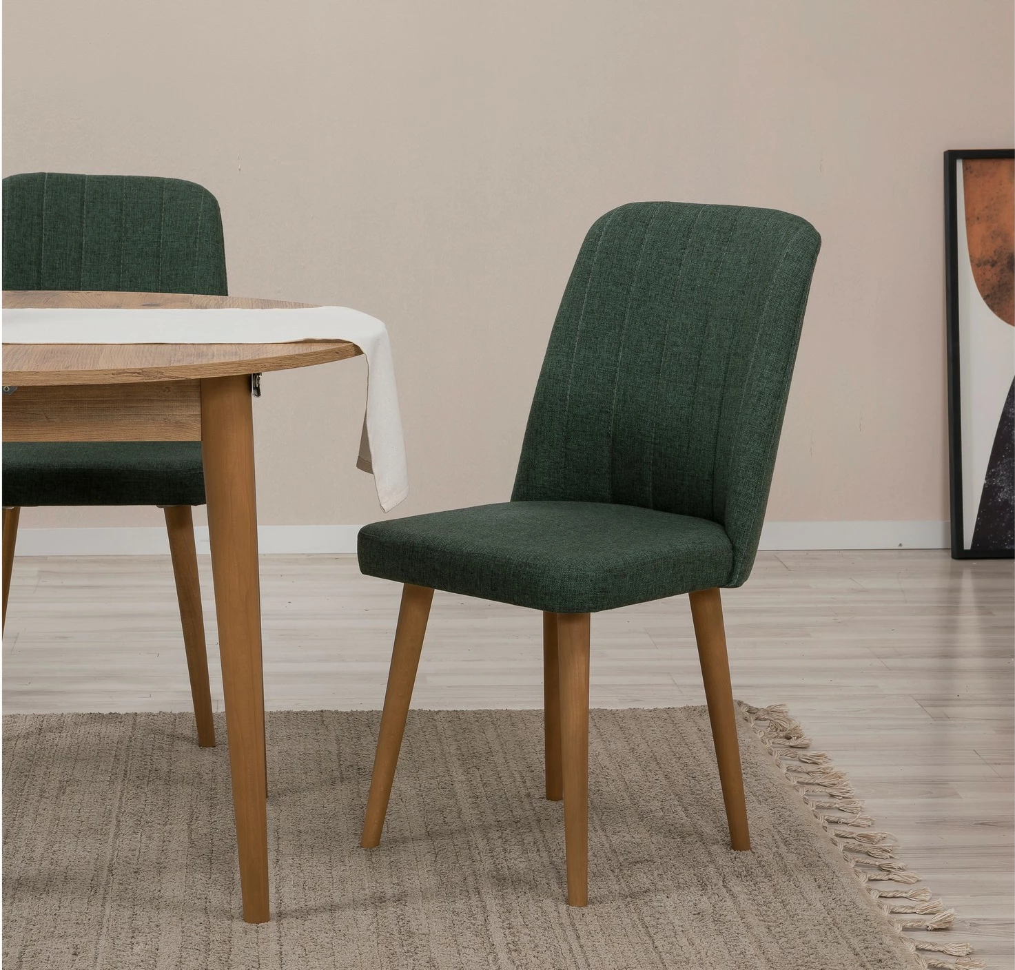 Set tavolinë me karrige, zgjatues, 3 pjesë, Skye Decor, Vina 1070, ngjyrë pishë Atlantiku, jeshile