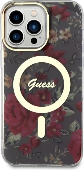 Mbështjellës Guess GUHMP14XHCFWSA për iPhone 14 Pro Max 6.7", Flower MagSafe, Gjelbër