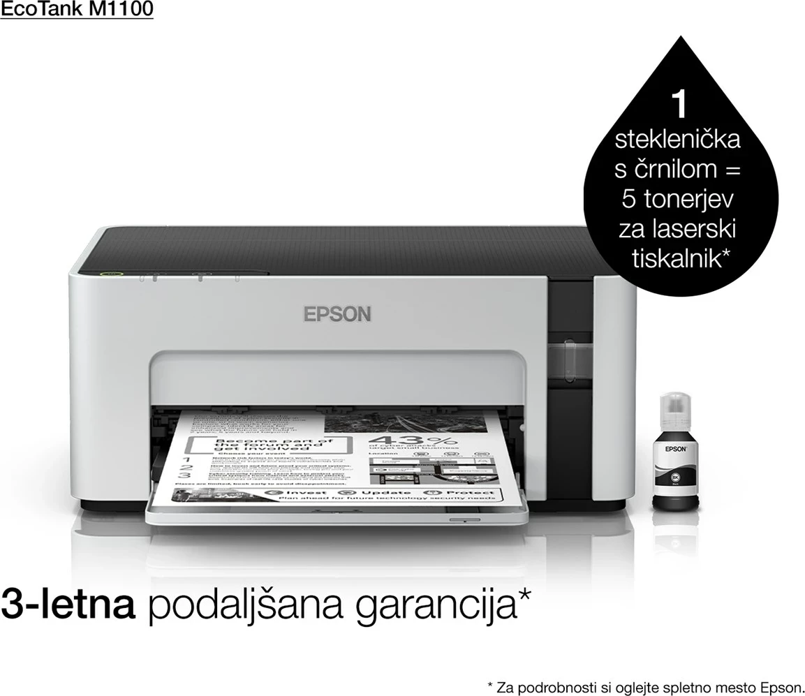 Printer Epson EcoTank M1100, Inkjet, A4, E zezë