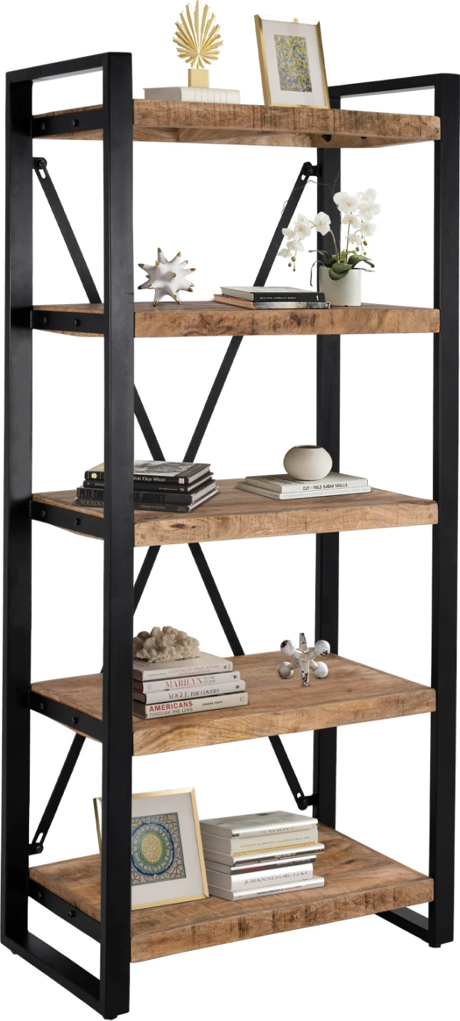 Raft librash TURNER FH8188.11 metal dhe dru mango i fortë 80x45x186