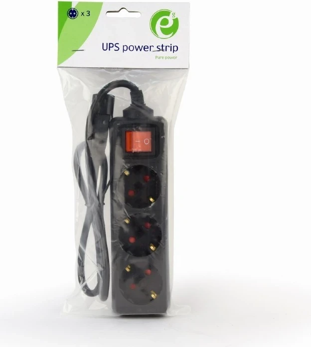 Kabllo vazhduese Gembird EG-PSU3-01, 3 AC outlet, 0.6 m, e zezë