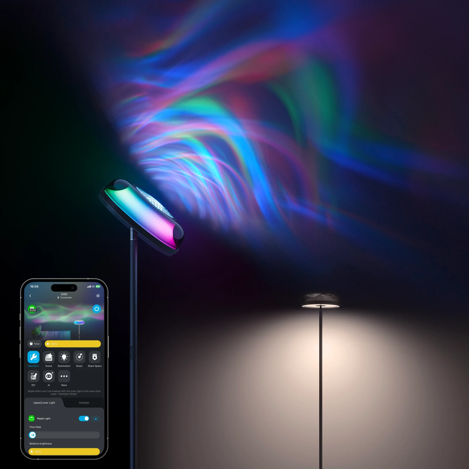 Llambë dyshemeje Govee Uplighter Floor Lamp, 3 zona drite, smart (Alexa/Google Assistant/Matter)