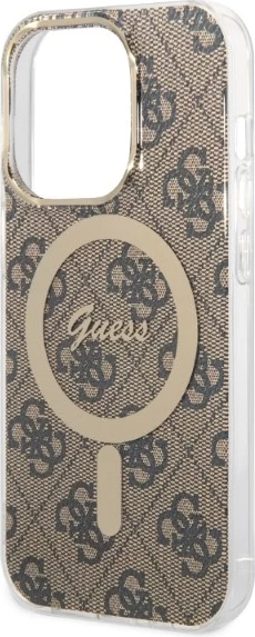 Set mbështjellës Guess GUBPP14LH4EACSW me karikues wireless për iPhone 14 Pro 6.1", kafe
