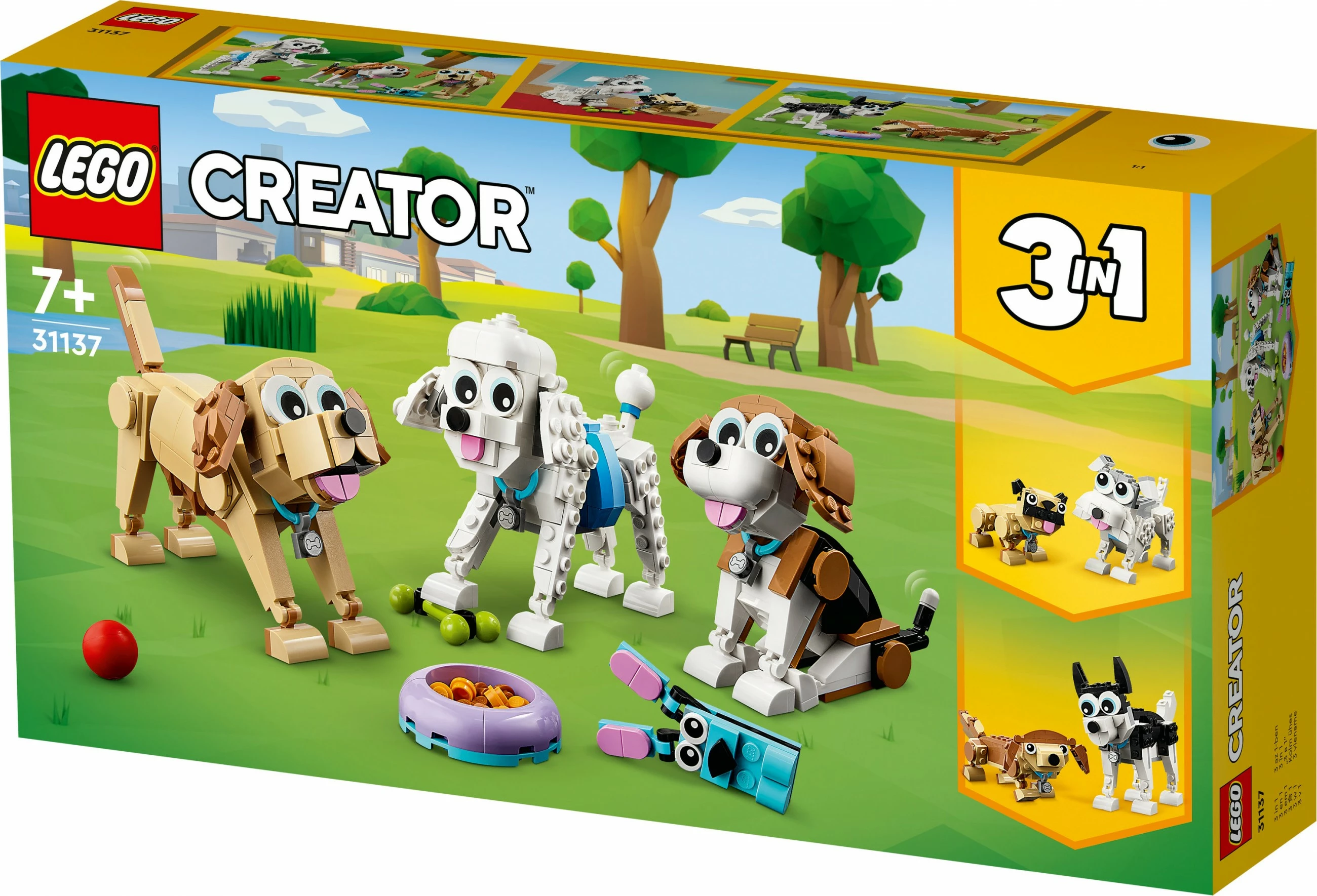 Set ndërtimi LEGO Creator 3-in-1 Adorable Dogs 475 pjesë, shumëngjyrësh