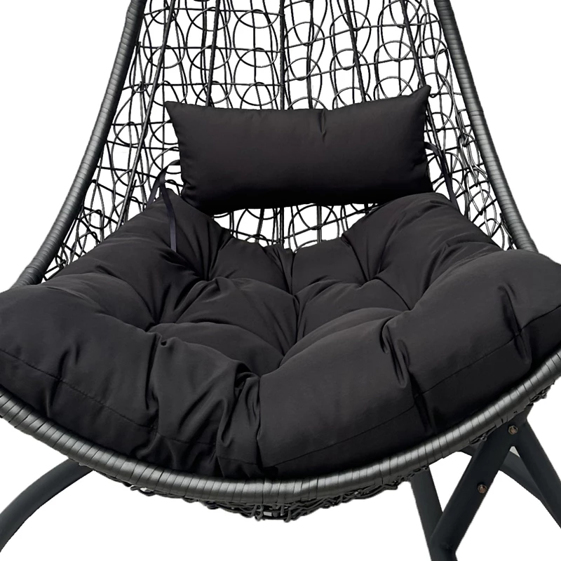 Karrige varëse Soleil, metal i zi, ratan natyral, jastëk i zi, 120x95x195cm