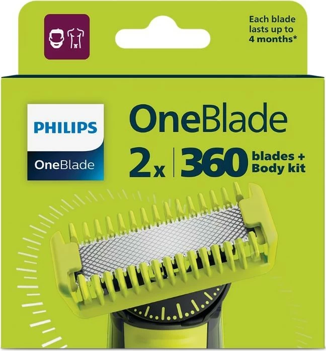 Tehe rroje Philips OneBlade QP624/50, set 2 copë, me koka trupi