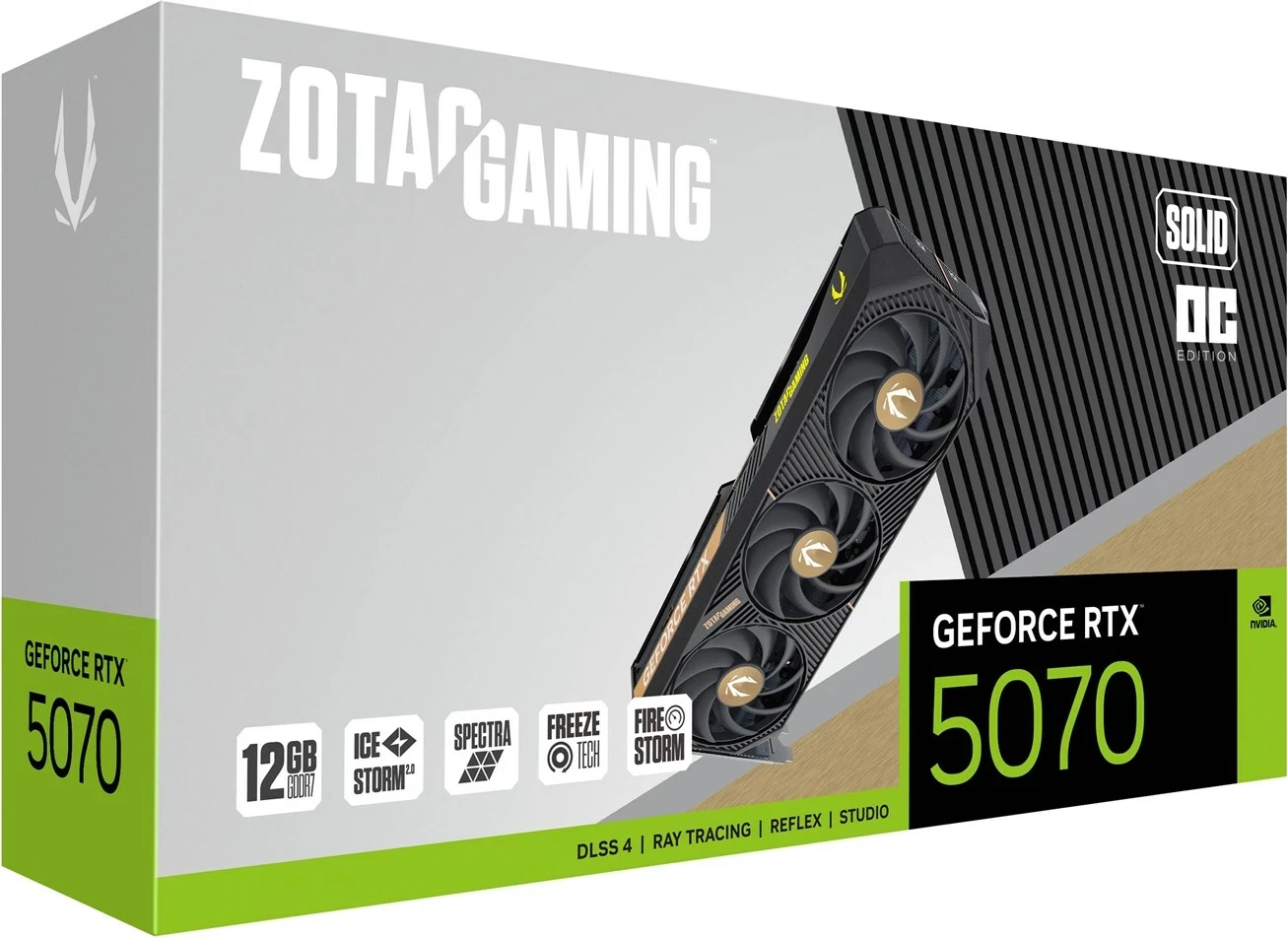 Kartelë grafike ZOTAC GeForce RTX 5070 SOLID OC, 12 GB GDDR7