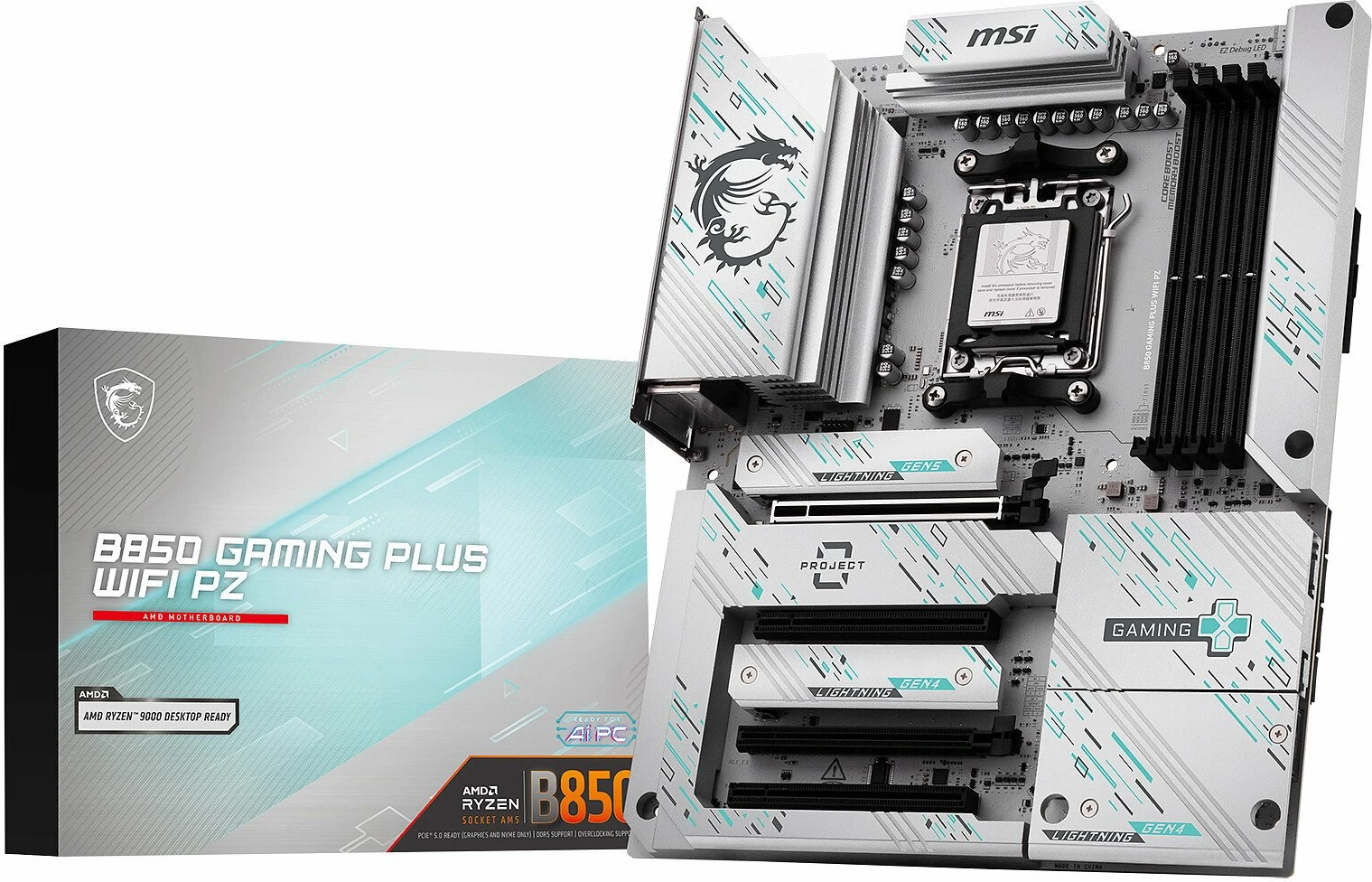 Pllakë amë MSI B850 GAMING PLUS WIFI PZ, ATX, AM5, DDR5 deri 256GB, Wi‑Fi 7, 5G LAN, PCIe 5.0