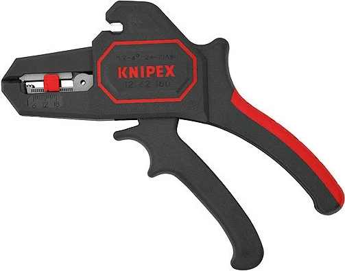 Mjet zhveshës kabllosh Knipex KP-1262180, automatik, me prerës, zi/kuqe