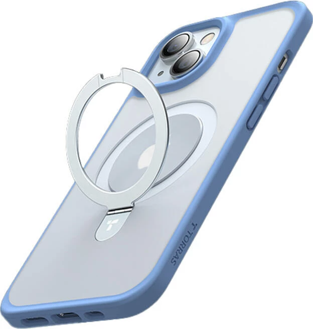 Mbështjellës Torras UPRO Ostand Matte për iPhone 15, kaltër e errët