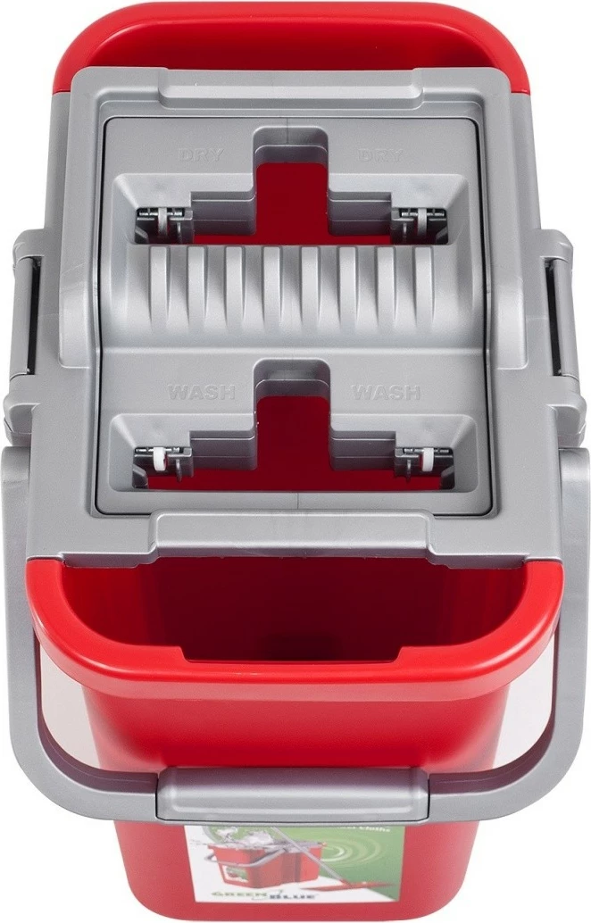 Mop i sheshtë GreenBlue MaxiClean GB850 me kovë dhe shtrydhëse, i kuq