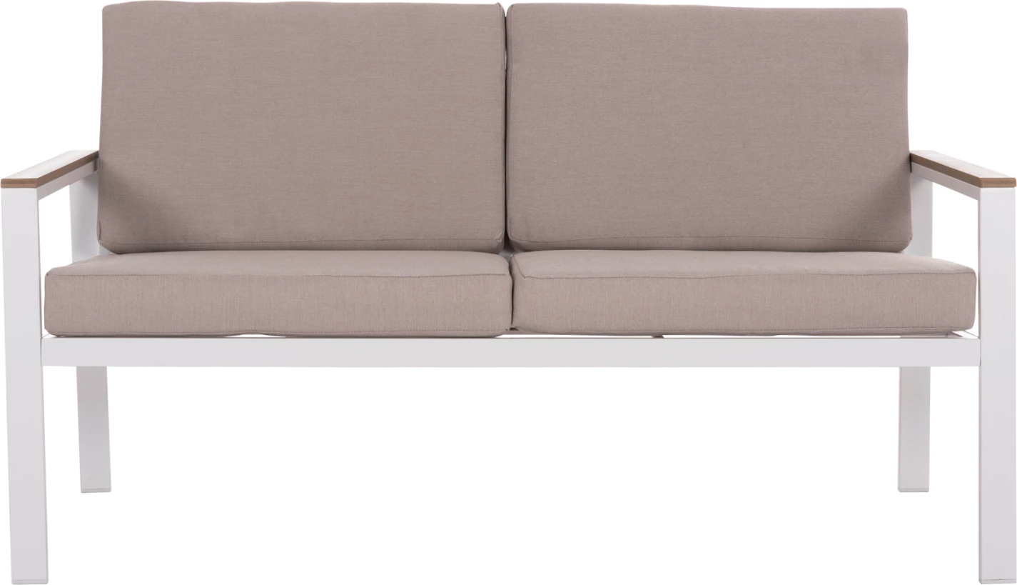 Divan i jashtëm dy vendesh SAFIN, alumin i bardhë, jastëkë bezhë, FH6279.01, 140x70x77cm
