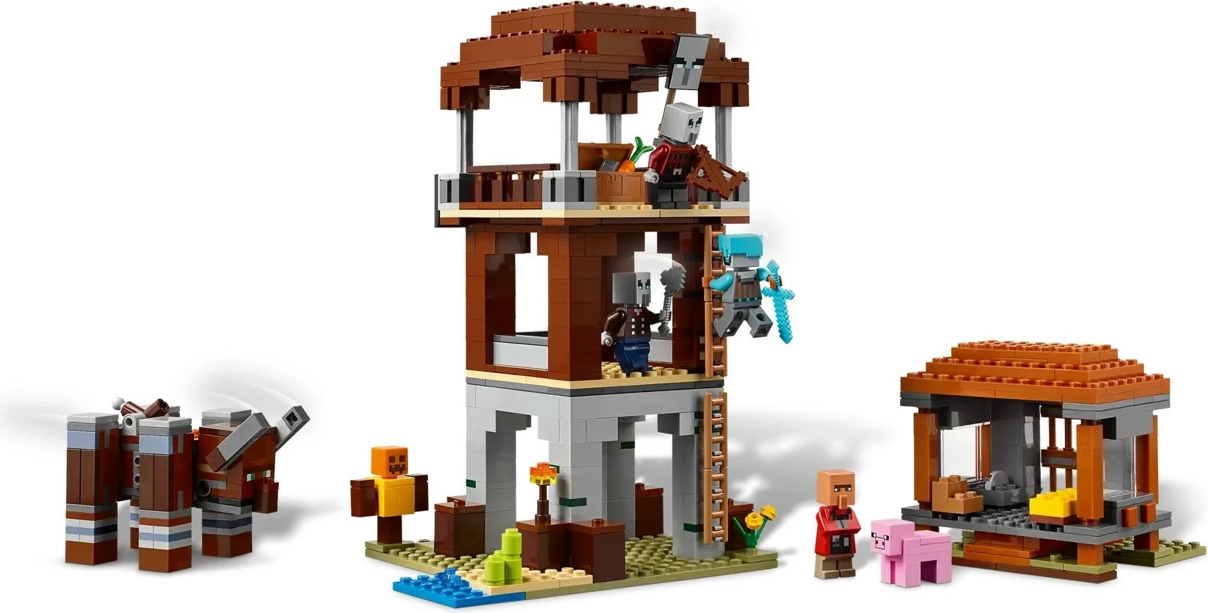 Set LEGO Minecraft 21278 The Pillager Outpost and Ravager, 665 pjesë