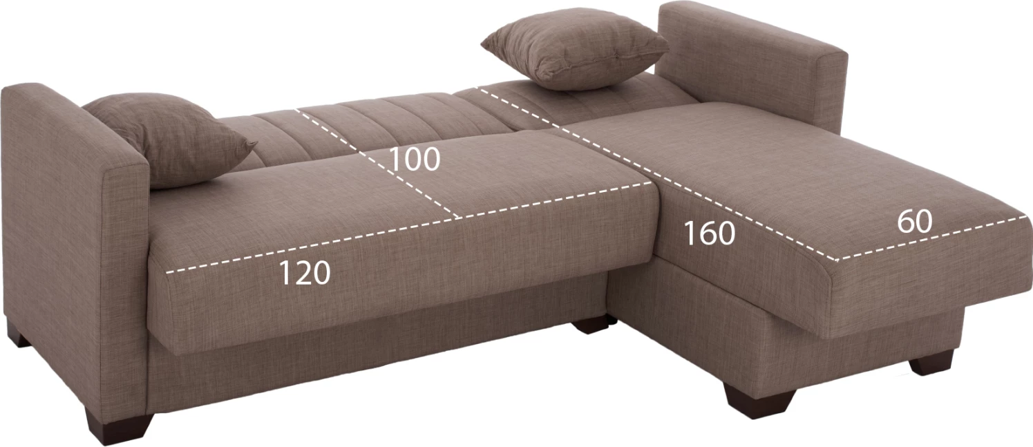 Divan qoshe, krevat, i kthyeshëm, ngjyrë kafe, FH3244.02, 200x133x77