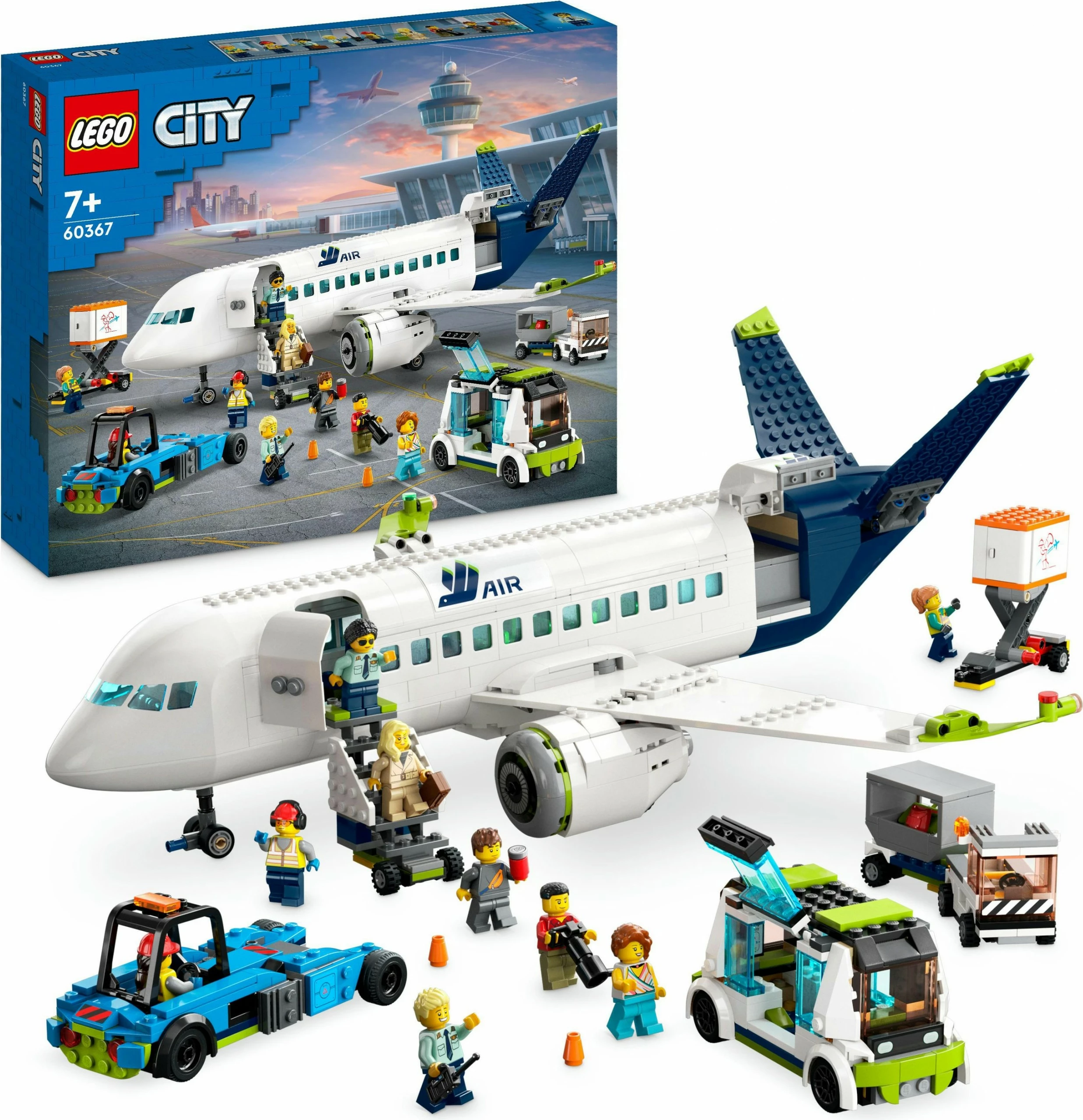 Set ndërtimi LEGO City Aeroplan pasagjerësh, 913 pjesë, shumëngjyrësh