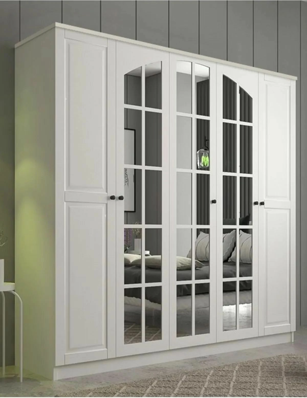 Dollap Skye Decor, ngjyrë e bardhë mat, RB-017, 175x210x52 cm