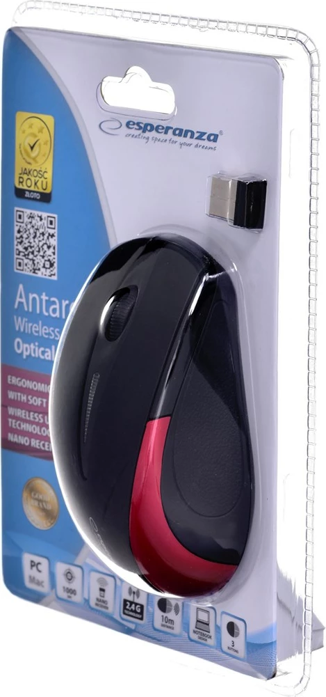 Maus wireless Esperanza EM101R, Optik 1000 DPI, i zi