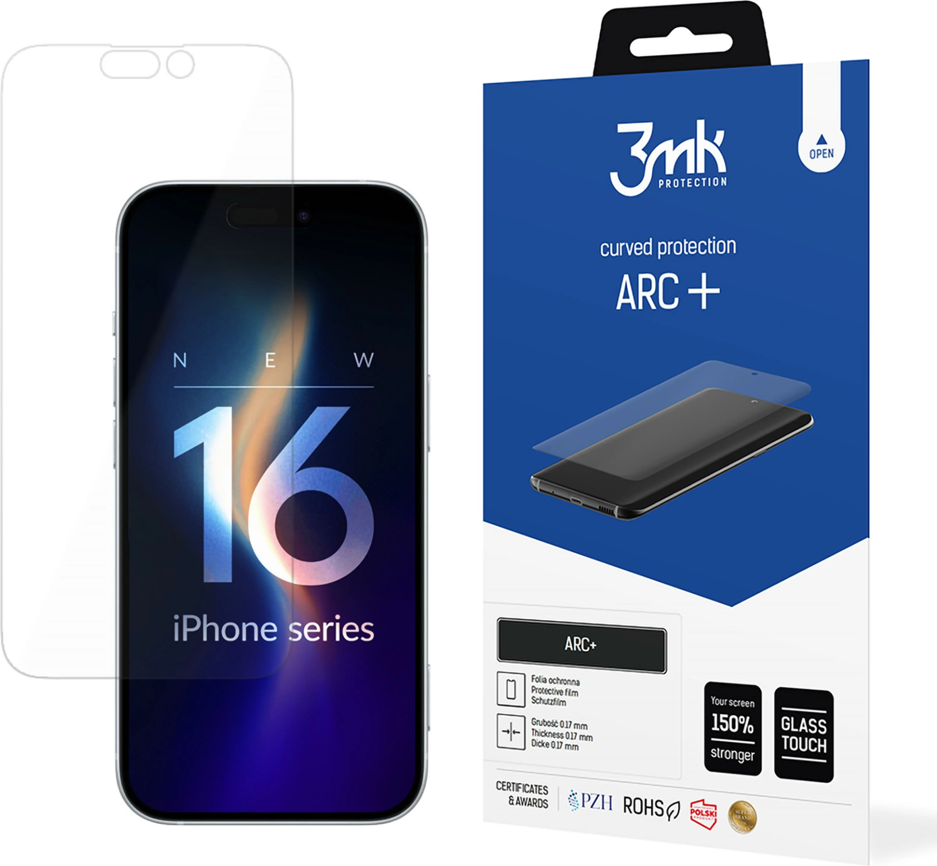 Film mbrojtës për ekran, 3mk ARC+ për iPhone 16 Pro Max, Transparent