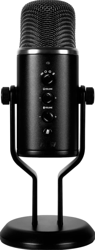 Mikrofon për konzolë lojërash MSI IMMERSE GV60, USB Type-C dhe 3.5mm Aux, i zi