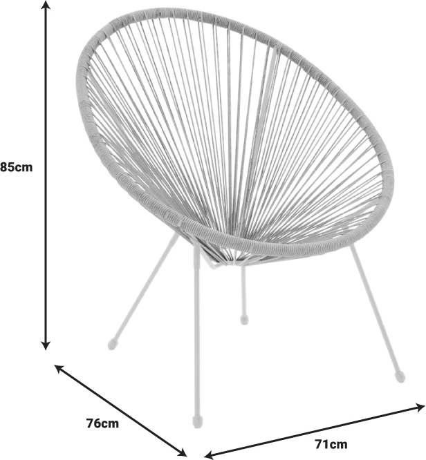 Karrige për kopsht Acapulco, metalike, ngjyrë e bardhë - natyrale, 71x76x85cm