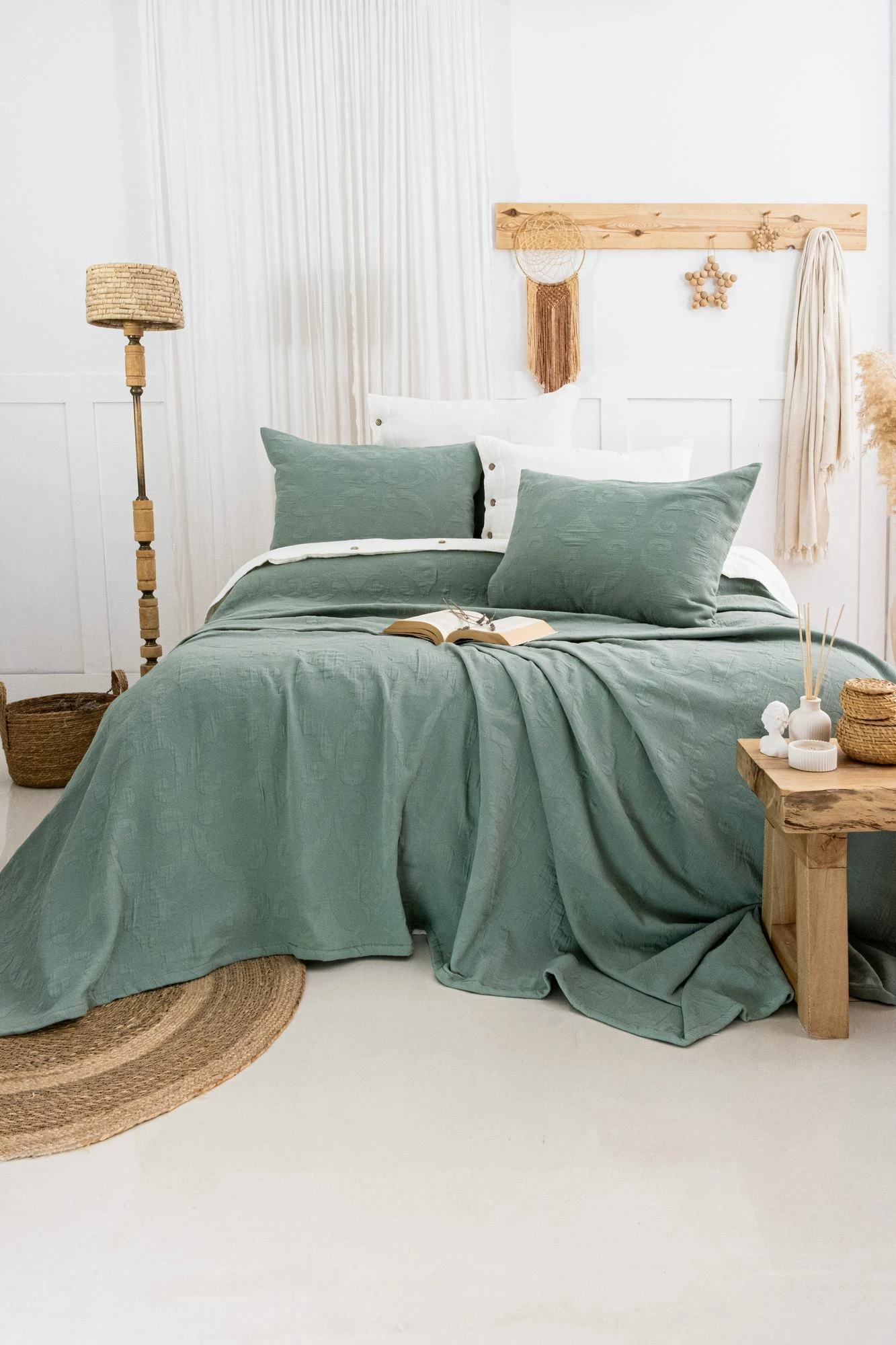 Set mbulesë dysheku dopio Julia, ngjyrë e gjelbër