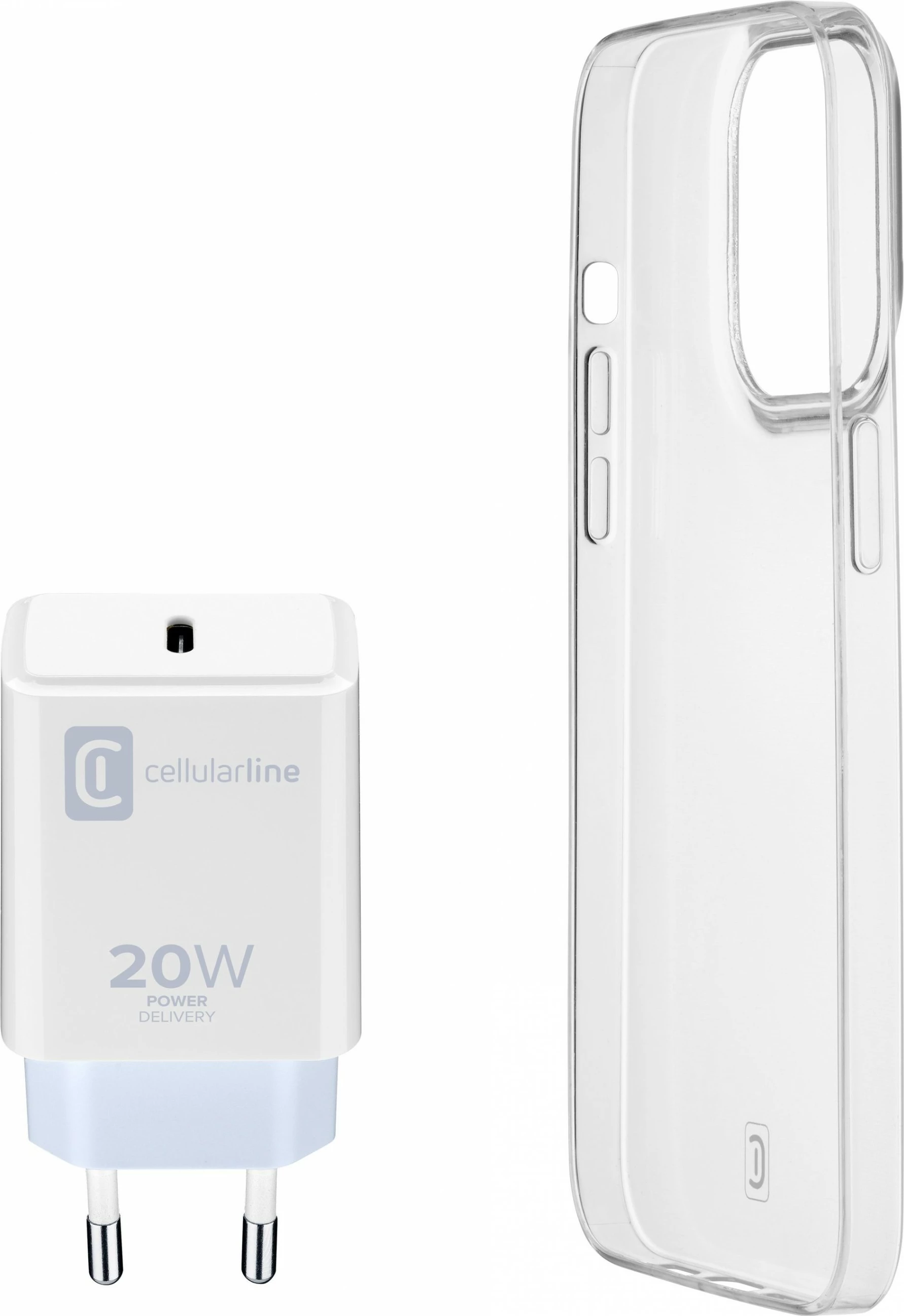 Mbështjellës Cellular Line Starter Kit për iPhone 14, 20W, i bardhë