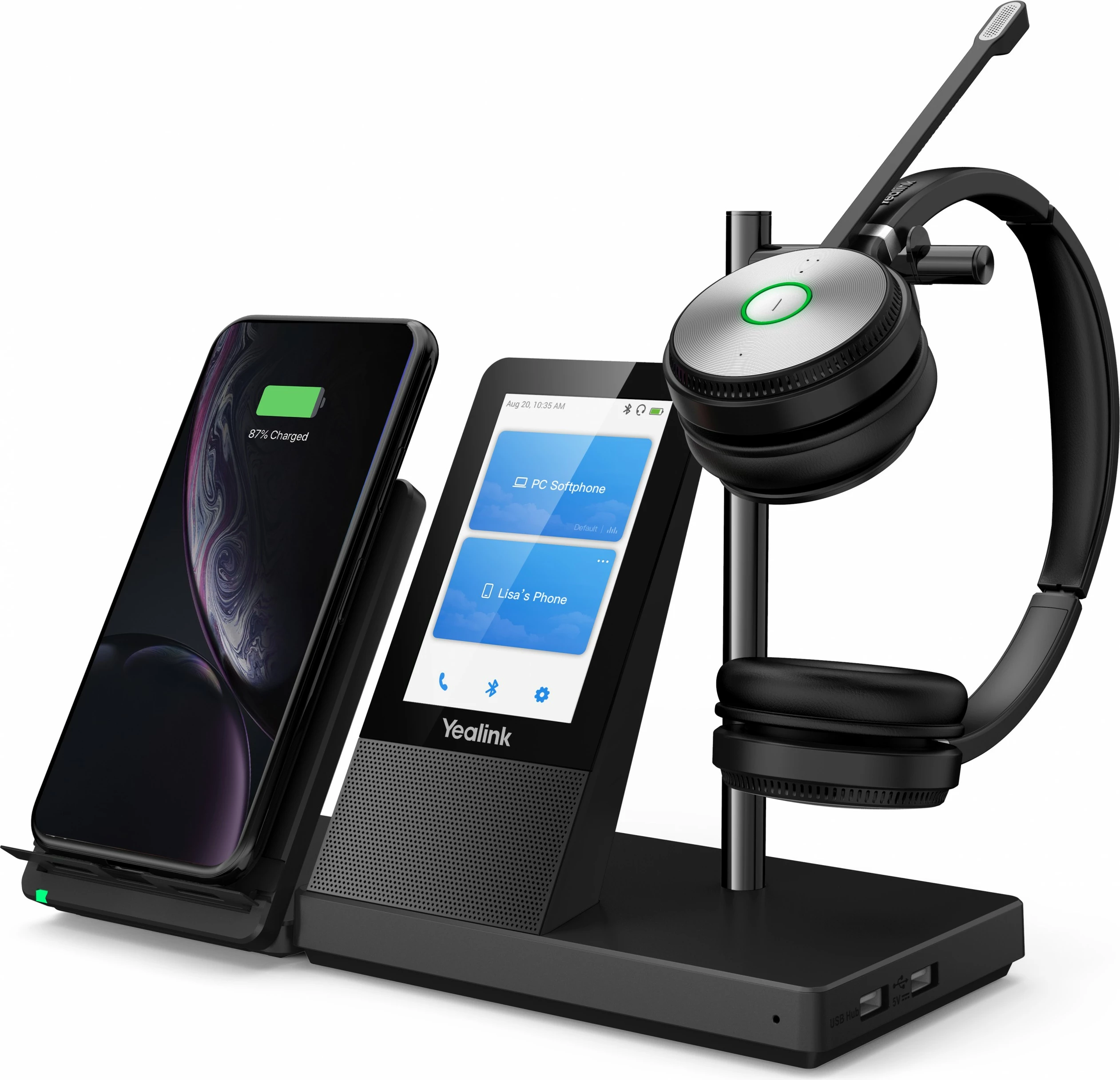 Kufje pa tela Yealink WH66 Dual UC-DECT, Zyrë/Qendra thirrjesh, e zezë