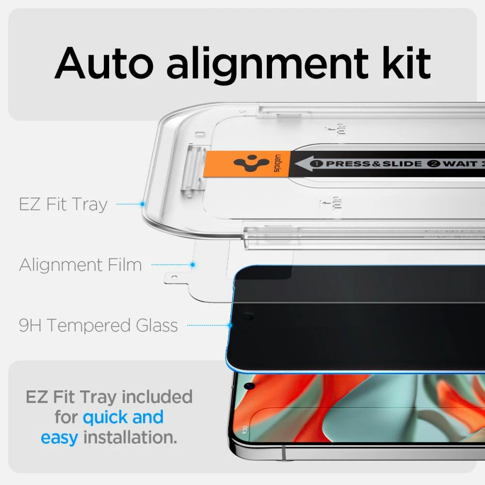 Xham mbrojtës Spigen Glas.TR EZ Fit Privacy për Google Pixel 9 Pro XL, 2 copë