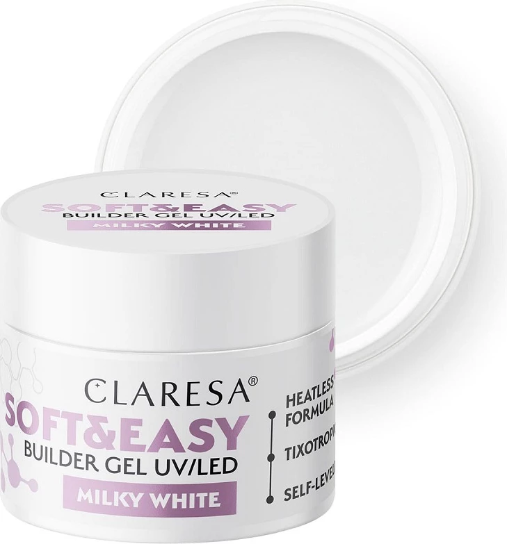 Xhel ndërtues për thonj Claresa Soft&Easy Builder Gel për femra Milky White 90g