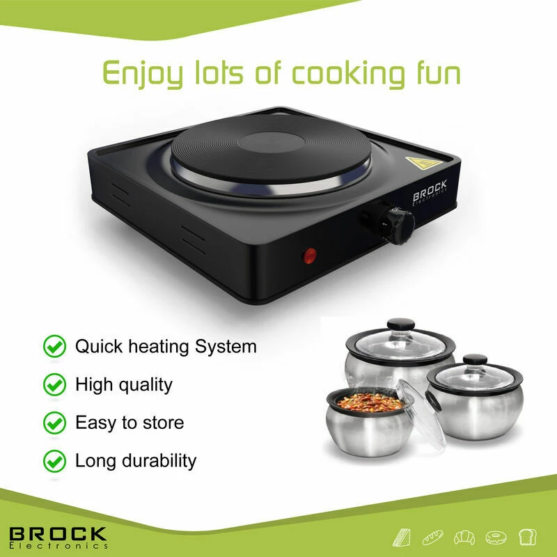 Rešo elektrike Brock EP 100 BK 1500W pllakë 18.5cm, e zezë