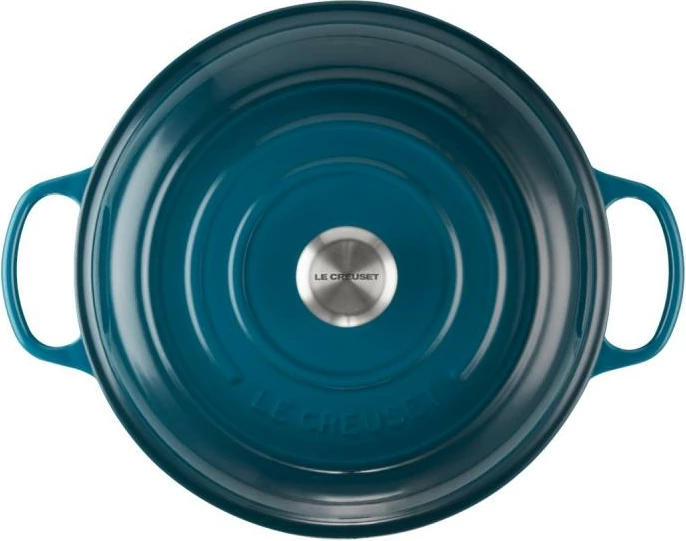kaserolë e cekët, Le Creuset Signature Shallow Casserole round 30cm 21180306422430, gize, me kapak, Deep Teal
