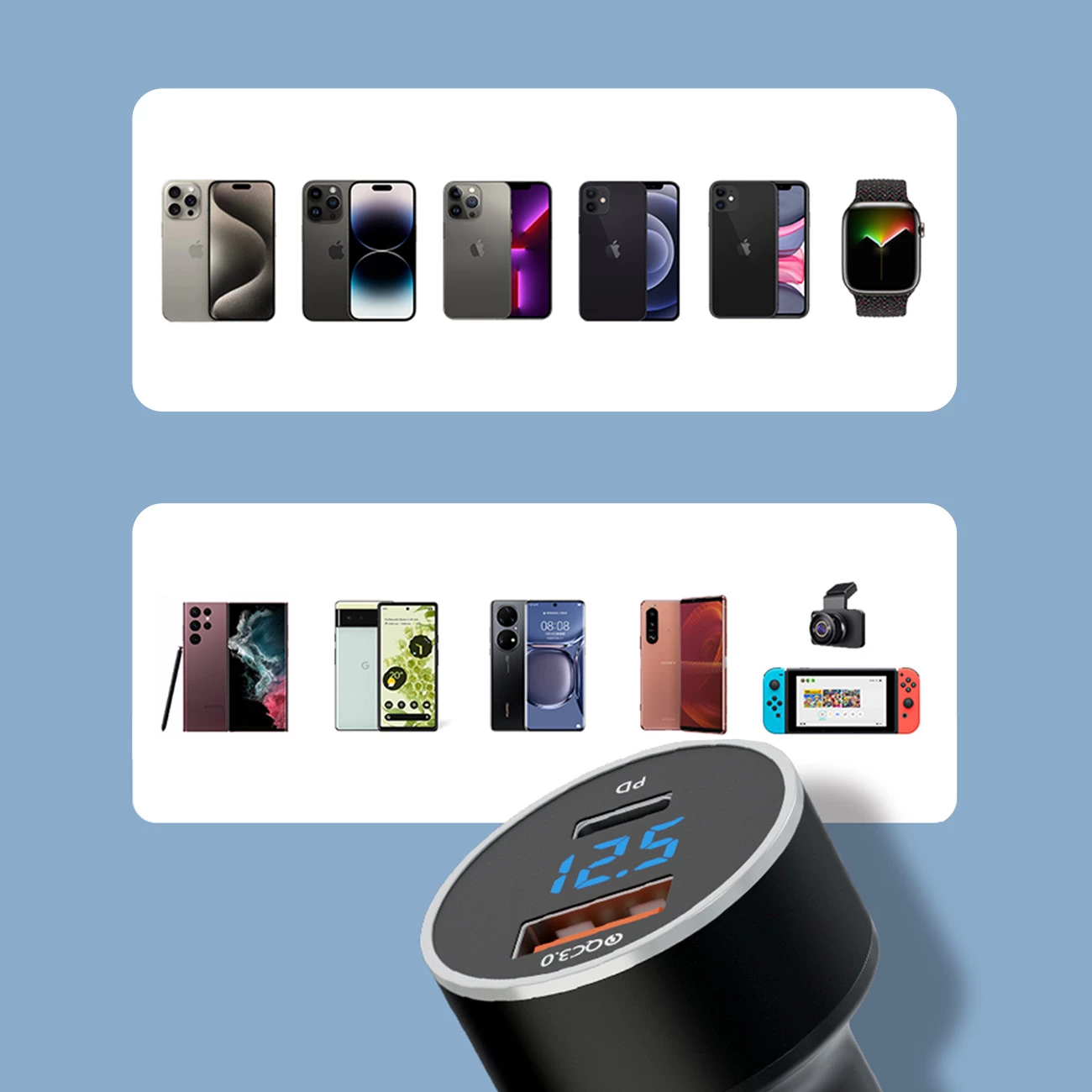 Karikues veture Wozinsky WDCCAC, 36W, 2 porta USB-C/USB-A, i zi