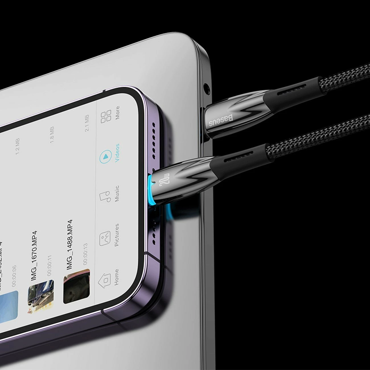 Kabllo USB-C në USB-C Baseus Glimmer Series CADH000701 1m PD 100W, e zezë