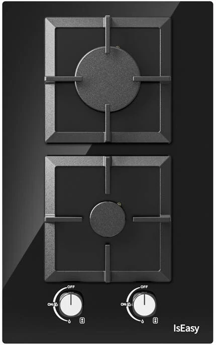 Pjatë gatimi me gaz IsEasy MGBG-312S2C, 2 djegës, xham, e zezë