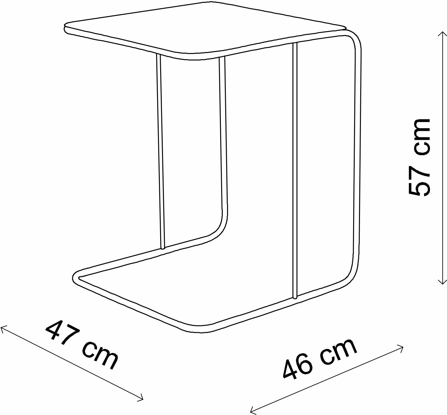 Tavolinë anësore metalike, ngjyrë e zezë, Skye Decor, SHB-011, 47x46x57cm