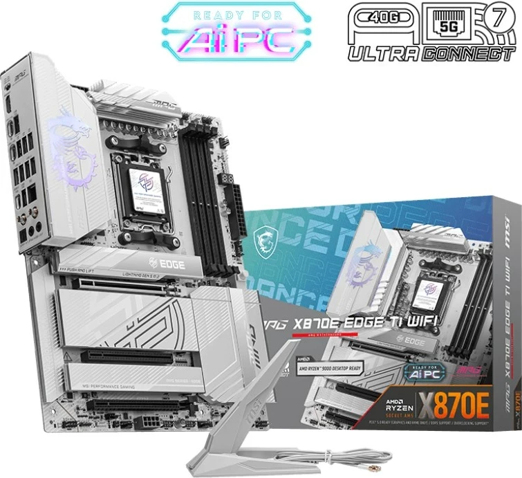 Pllakë amë MSI MPG X870E EDGE TI WIFI, Socket AM5, ATX, Bardhë