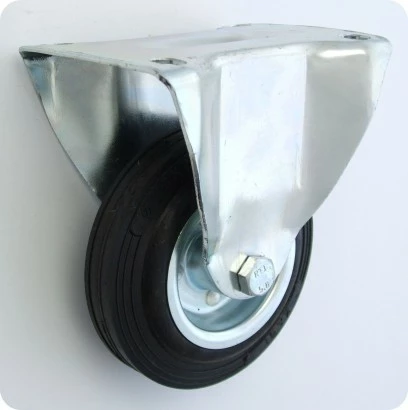 Rrotë metal-gome fikse Zabi 53, 180mm, 160kg, me pllakë montimi, e zezë