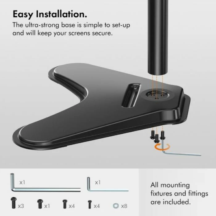 Mbajtës monitori desktop i rregullueshëm VONHAUS 3000241, 13"-32", VESA 75x75/100x100, max 9 kg, i zi