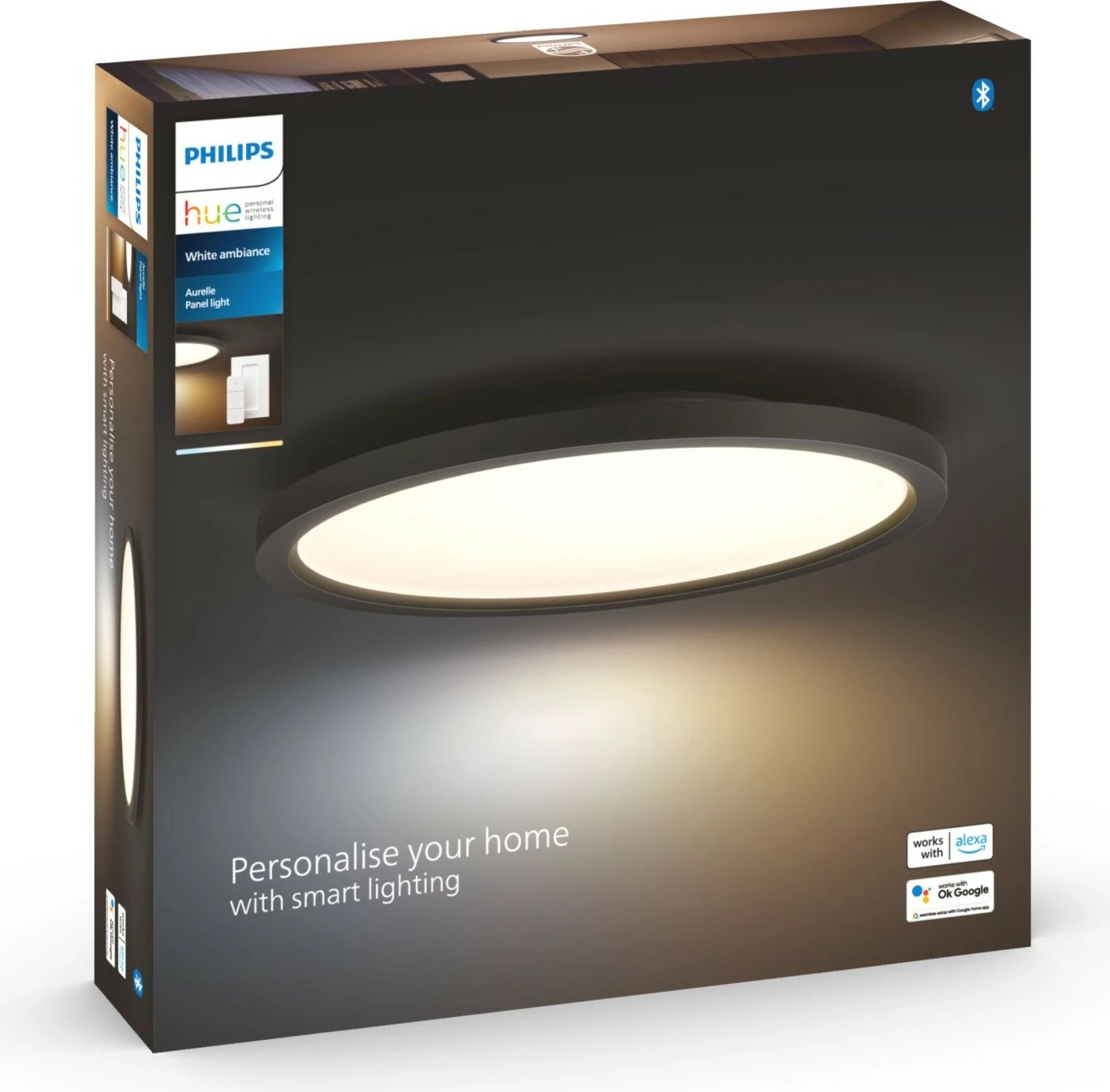 Dritë tavani smart Philips Hue Aurelle, LED, Bluetooth, e zezë