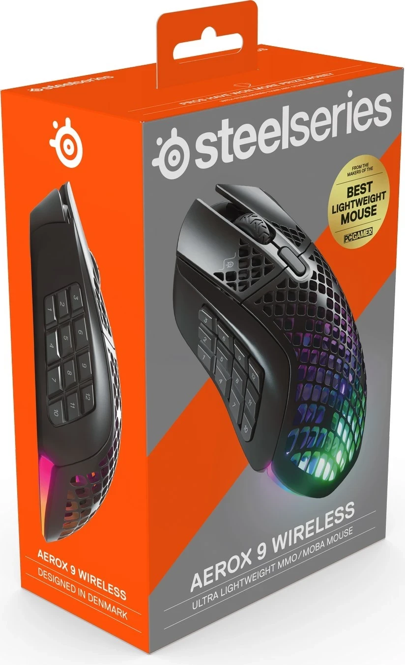Maus pa tel SteelSeries Aerox 9 Wireless, me ngjyrë të zezë