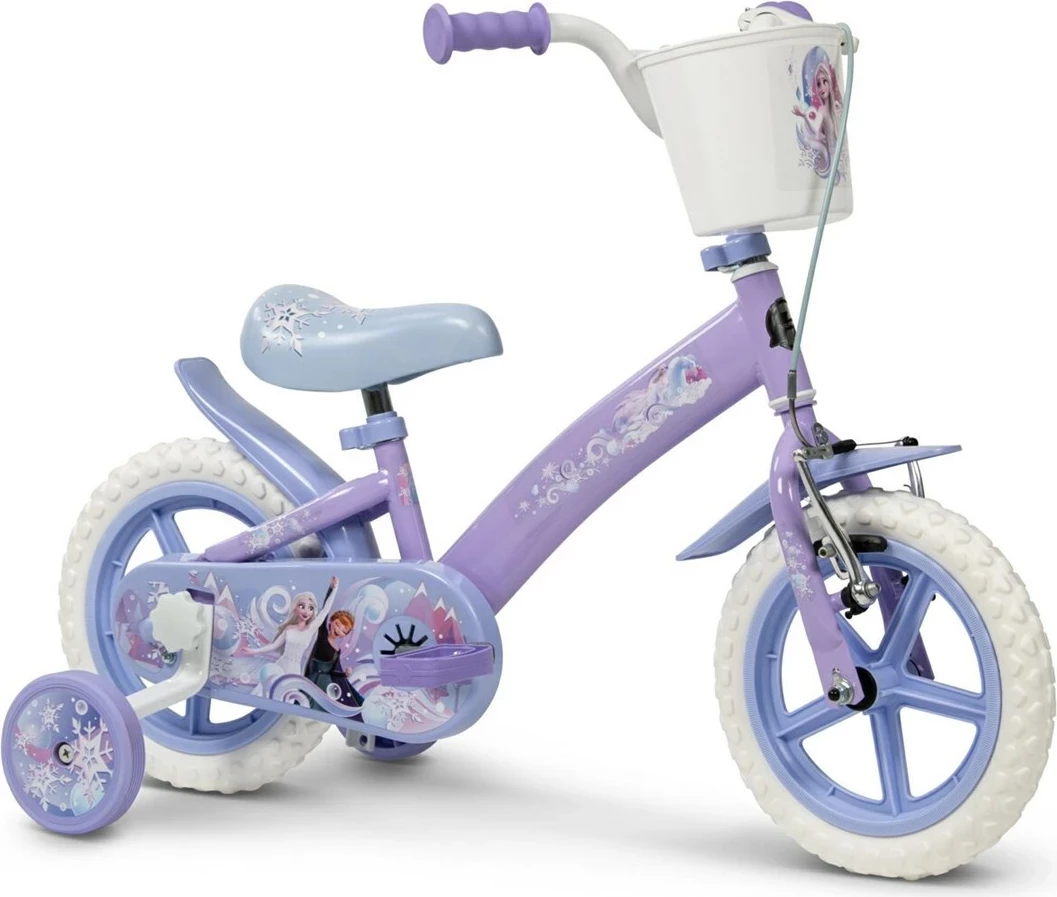 Biçikletë fëmijësh HUFFY Disney Frozen 12", 22294W, e bardhë/vjollcë, me 4 rrota