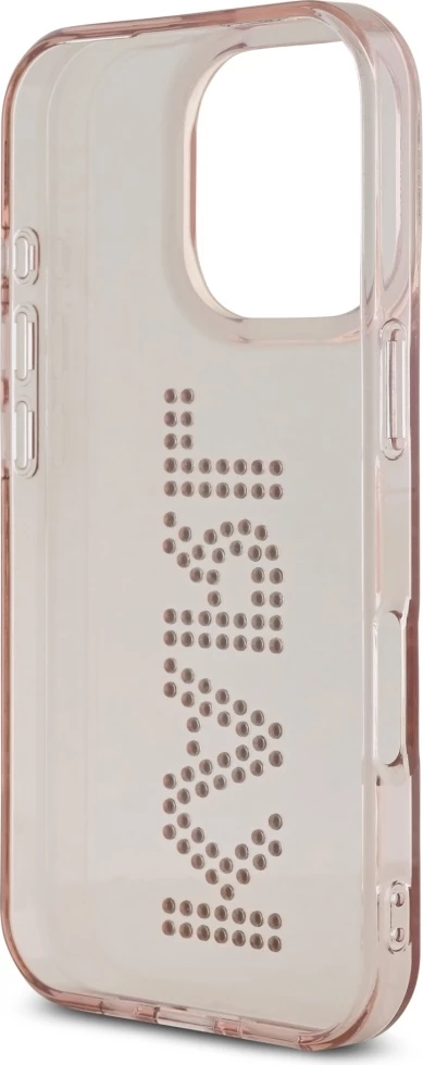 Mbështjellës Karl Lagerfeld IML Rhinestones Logo për iPhone 16 Pro, Rozë