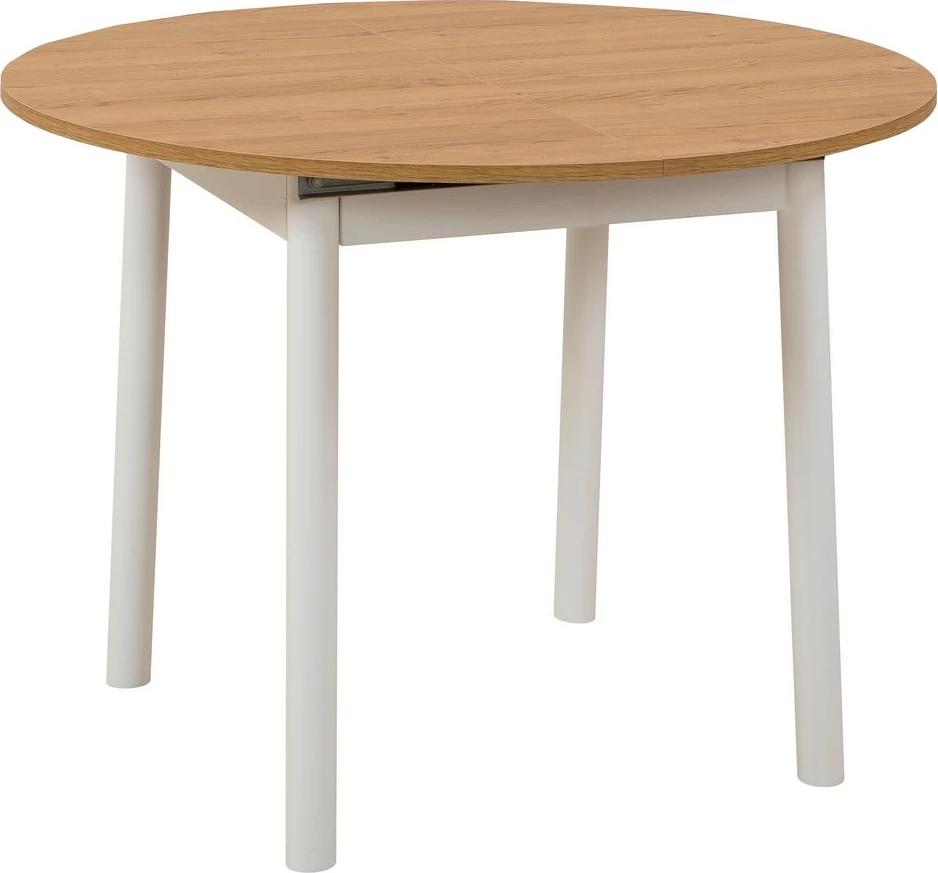 Tavolinë ngrënie me zgjatje, Hanah Home, Oliver, ngjyrë lis dhe e bardhë