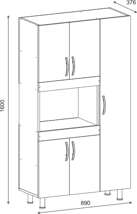 Dollap kuzhine Defne, ngjyrë e bardhë, 89x37.5x160cm