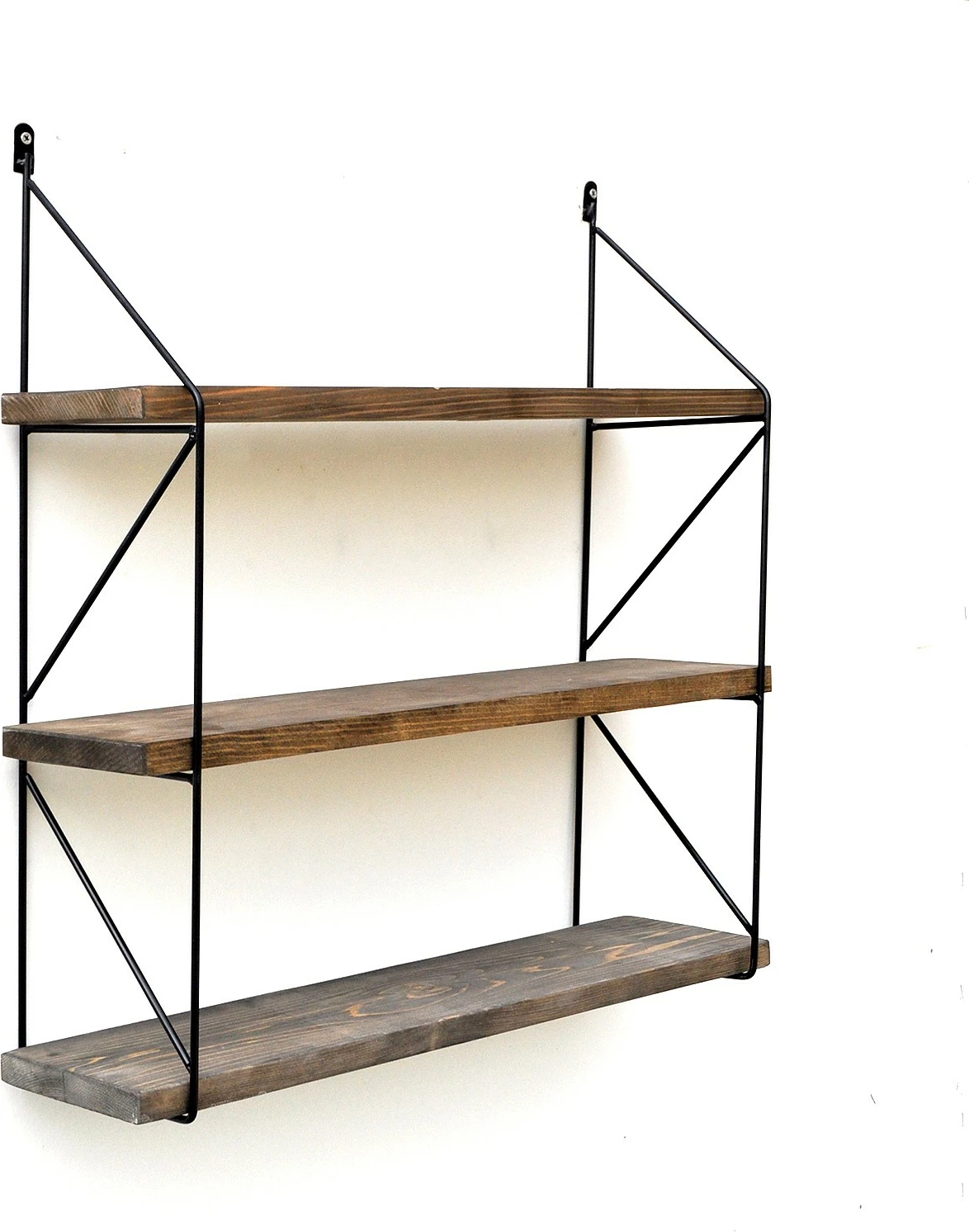 Raft dekorativ prej druri për mur, ngjyrë arre dhe e zezë, Hanah Home, Wr040