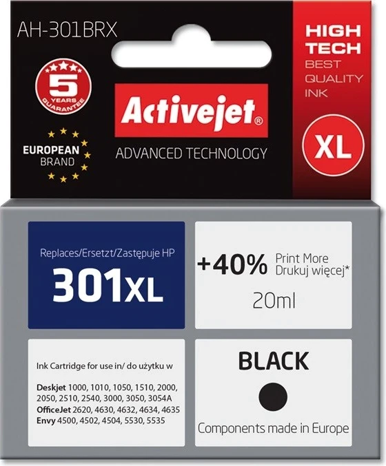Ngjyrë për printer Activejet Ink Cartridge AH-301BRX for HP Printer, 20ml